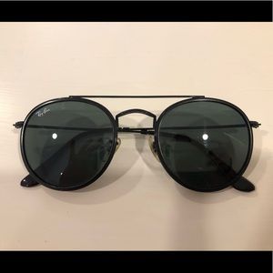 Ray-Ban Black Round Double-Bridge Sunglasses
